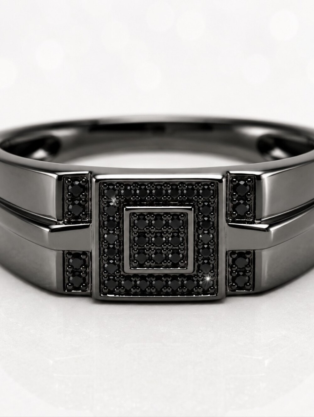 Black Diamond Black Rhodium Over Solid Sterling Silver Mens  Ring Size 11